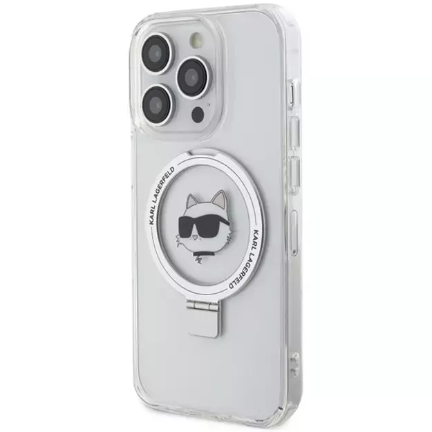 Karl Lagerfeld KLHMP15LHMRSCHH iPhone 15 Pro 6.1&quot  white/white hardcase Ring Stand Choupette Head MagSafe 8