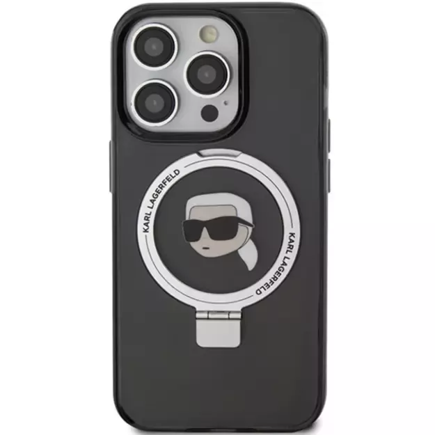 Karl Lagerfeld KLHMP15XHMRSKHK iPhone 15 Pro Max 6.7&quot  black/black hardcase Ring Stand Karl Head MagSafe 2