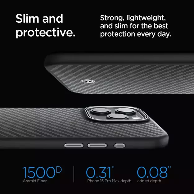 Spigen Enzo Aramid Mag Case with MagSafe for iPhone 15 Pro Max - Matte Black 26