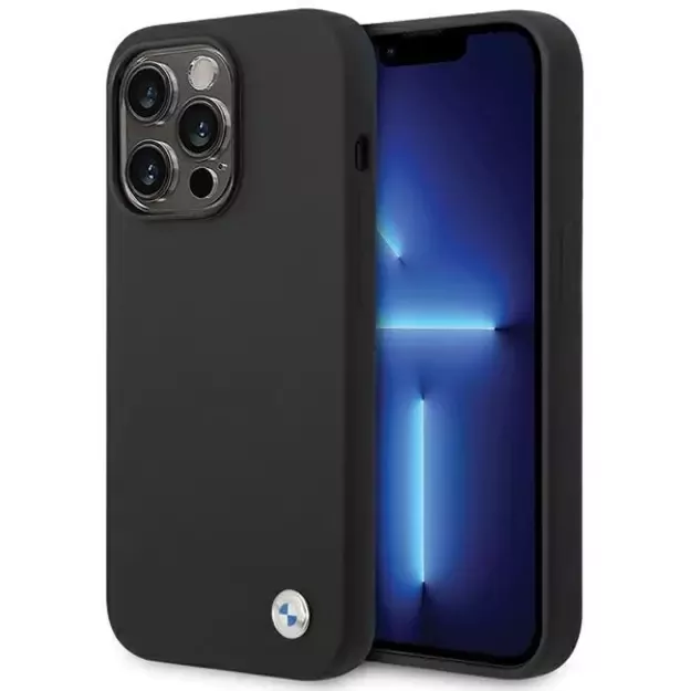 BMW Silicone Metal Logo case for iPhone 15 Pro - black