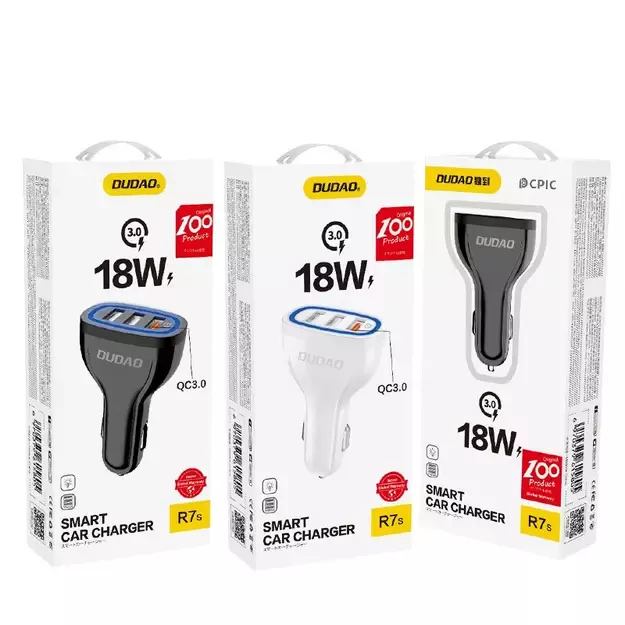 Dudao car charger quick charge Quick Charge 3.0 QC3.0 2.4A 18W 3x USB white (R7S white) 10