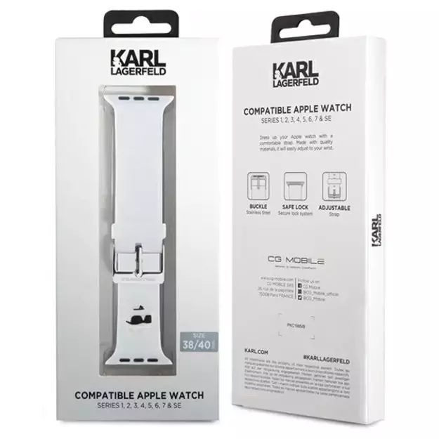 Karl Lagerfeld 3D Rubber Choupette Heads Strap for Apple Watch 38/40/41mm - White 6