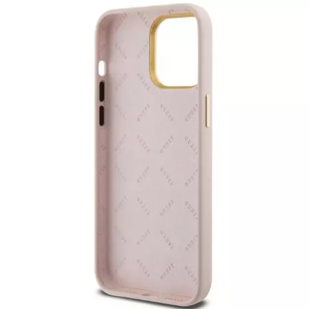 Guess Silicone Script Metal Logo & Frame case for iPhone 15 Pro - pink 6
