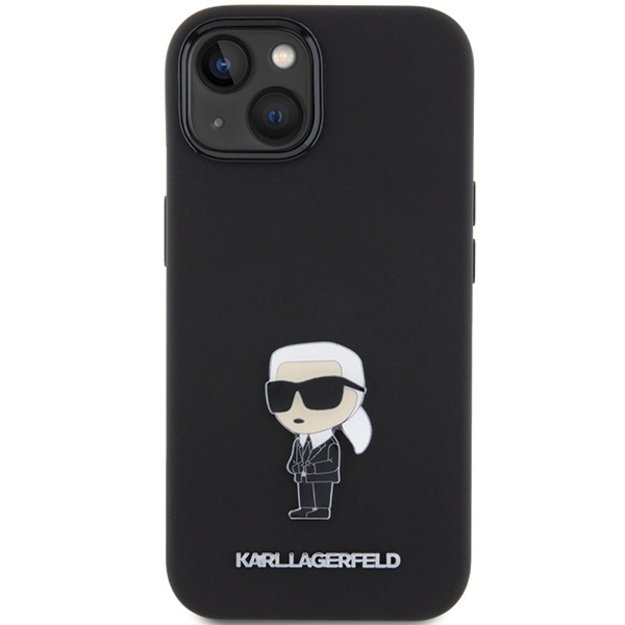 Karl Lagerfeld Silicone Ikonik Metal Pin case for iPhone 15 - black 9