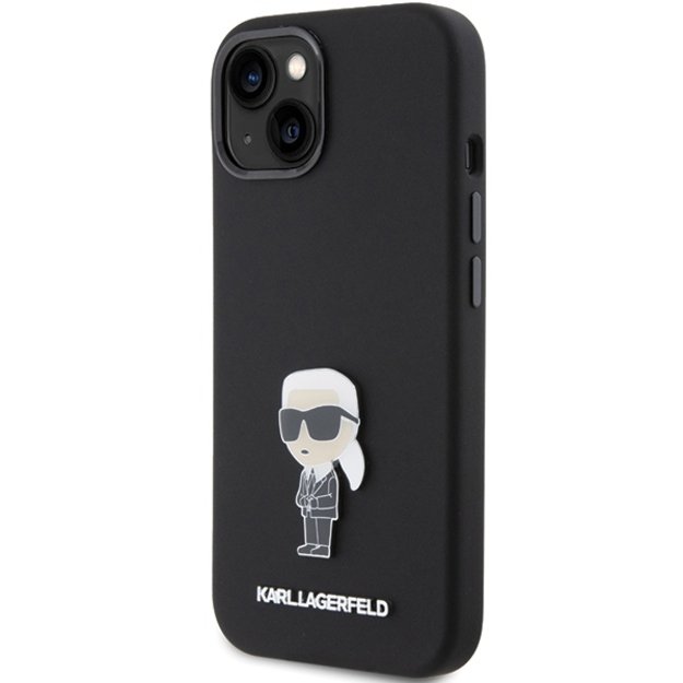Karl Lagerfeld Silicone Ikonik Metal Pin case for iPhone 15 - black 8