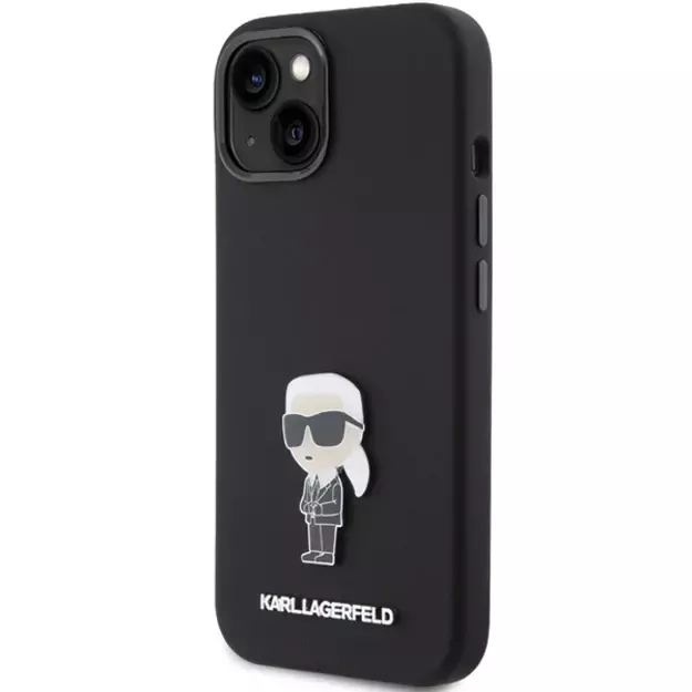 Karl Lagerfeld Silicone Ikonik Metal Pin case for iPhone 15 - black 2