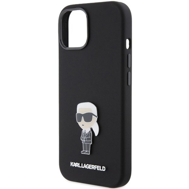 Karl Lagerfeld Silicone Ikonik Metal Pin case for iPhone 15 - black 12