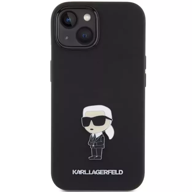 Karl Lagerfeld Silicone Ikonik Metal Pin case for iPhone 15 - black 3