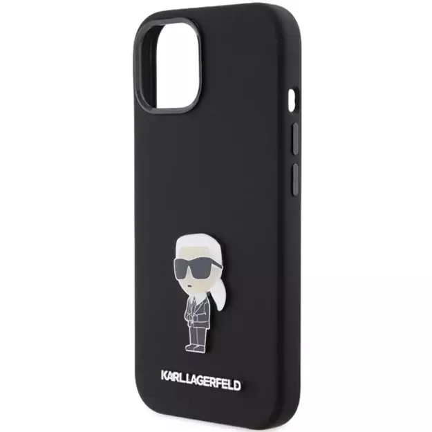 Karl Lagerfeld Silicone Ikonik Metal Pin case for iPhone 15 - black 6