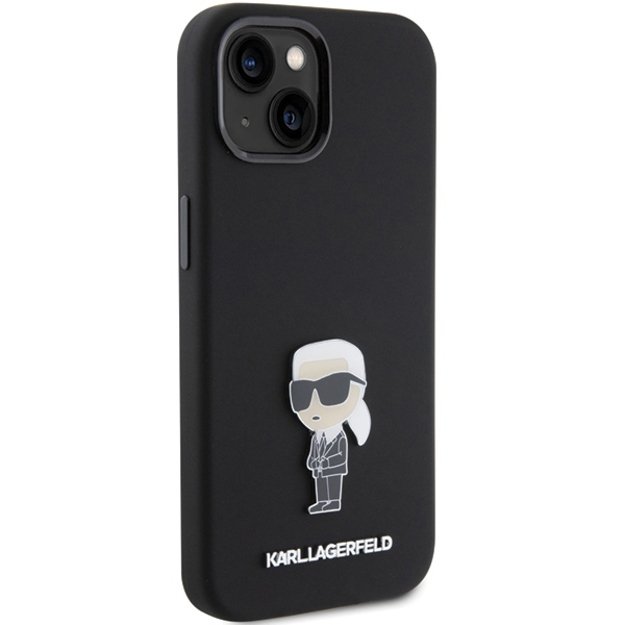 Karl Lagerfeld Silicone Ikonik Metal Pin case for iPhone 15 - black 10
