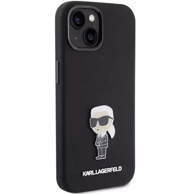 Karl Lagerfeld Silicone Ikonik Metal Pin case for iPhone 15 - black 4