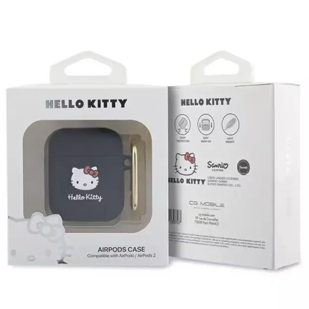 Hello Kitty Silicone 3D Kitty Head case for AirPods 1/2 - black 2