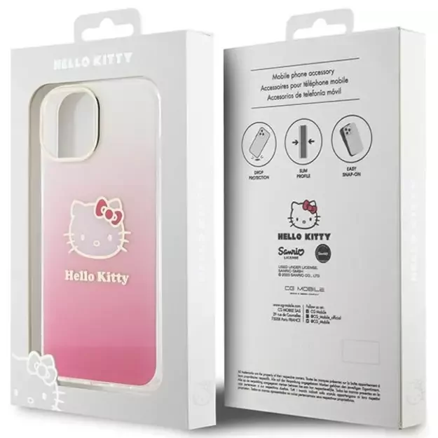 Hello Kitty IML Gradient Electrop Kitty Head case for iPhone 15 - pink 7