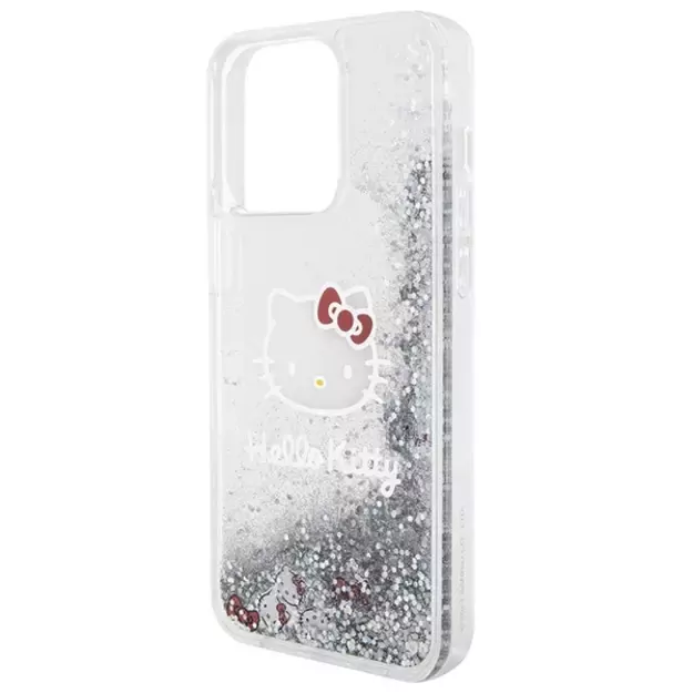 Hello Kitty Liquid Glitter Charms Kitty Head case for iPhone 15 Pro Max - silver 4