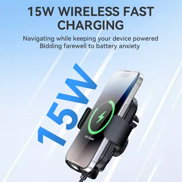 Wozinsky WUMID Phone Holder with 15W Inductive Charger for Car Dashboard - Black 6