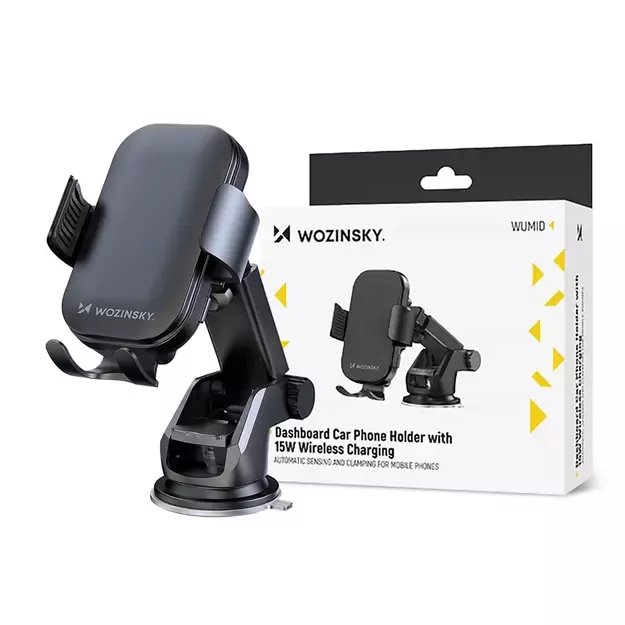 Wozinsky WUMID Phone Holder with 15W Inductive Charger for Car Dashboard - Black 3