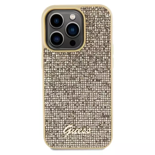 Guess Disco Metal Script case for iPhone 14 Pro - gold 2