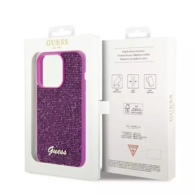 Guess Disco Metal Script case for iPhone 14 Pro Max - fuchsia 7