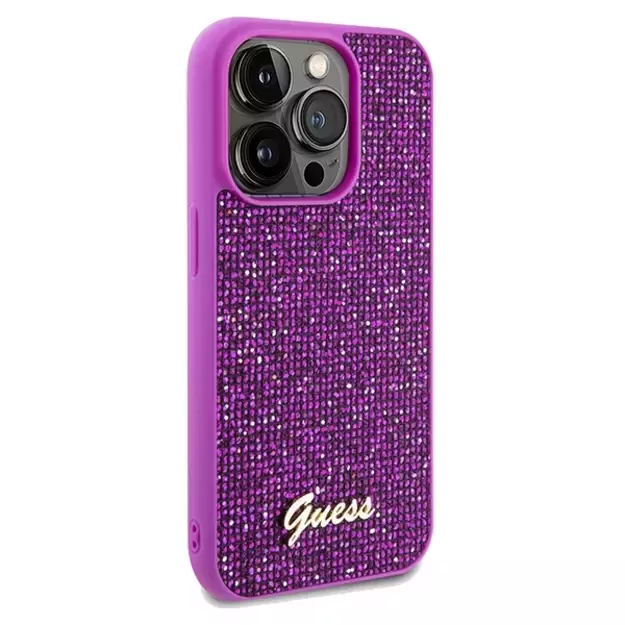 Guess Disco Metal Script case for iPhone 14 Pro Max - fuchsia 3