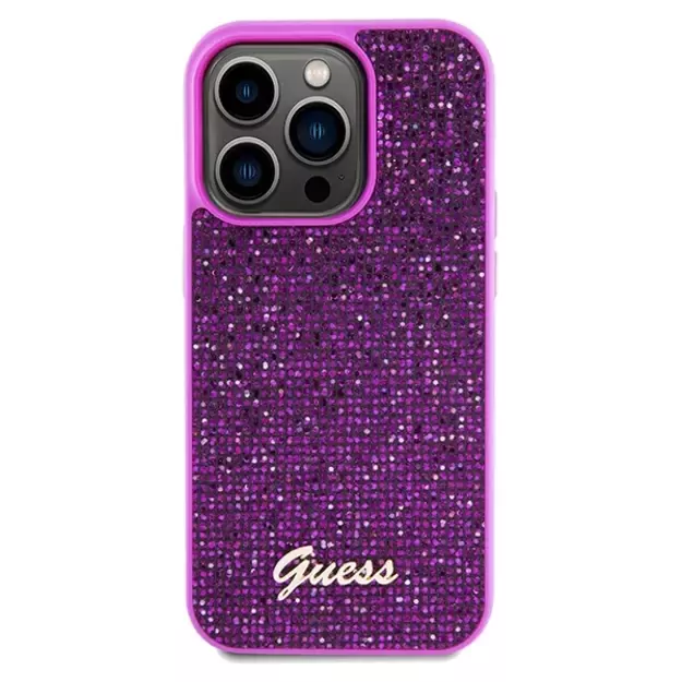Guess Disco Metal Script case for iPhone 14 Pro Max - fuchsia 2