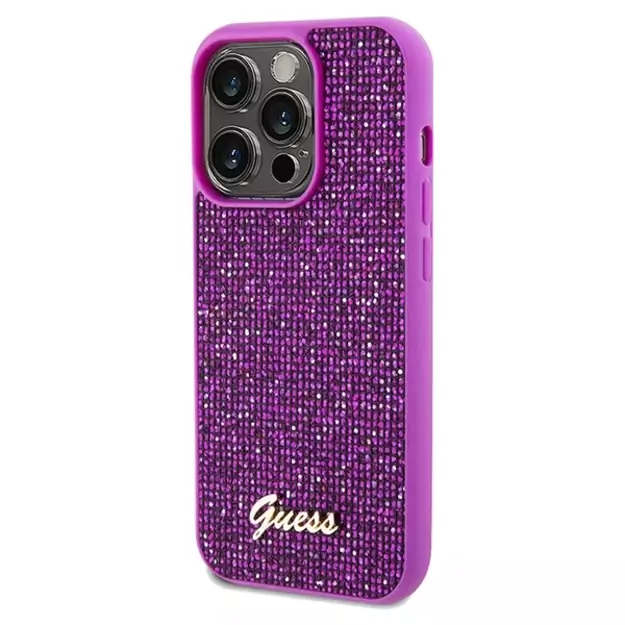Guess Disco Metal Script case for iPhone 14 Pro Max - fuchsia 1