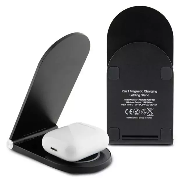 Karl Lagerfeld Choupette MagSafe induction charger 15W, foldable 2in1 - black 2
