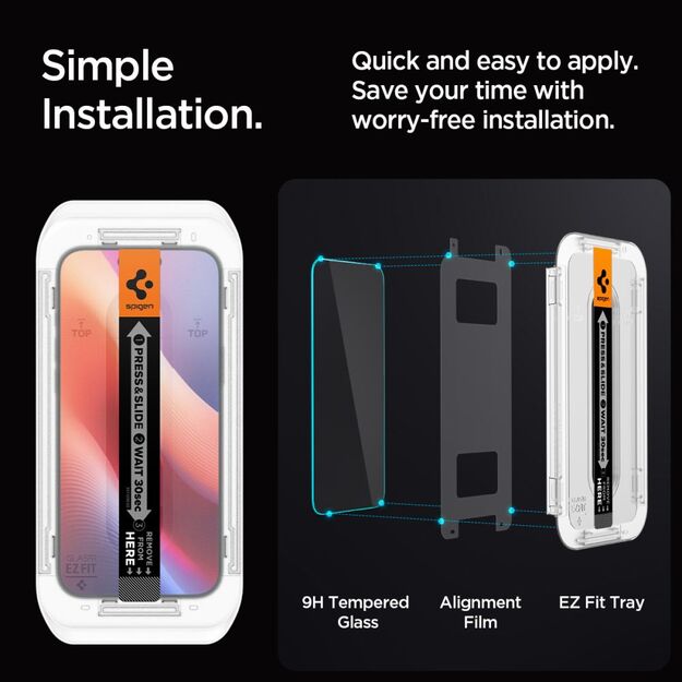 Spigen Glas.tR EZ Fit Privacy Tempered Glass for iPhone 16 Pro Max - 2 pcs. 2