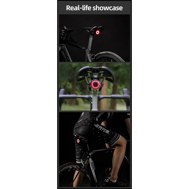 Rockbros Q5 Rear Bike Light with Intelligent Stop System - Black 37