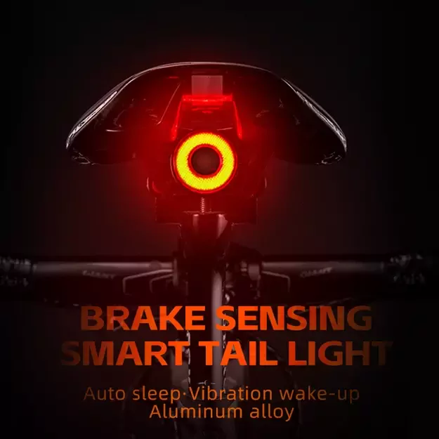 Rockbros Q5 Rear Bike Light with Intelligent Stop System - Black 25