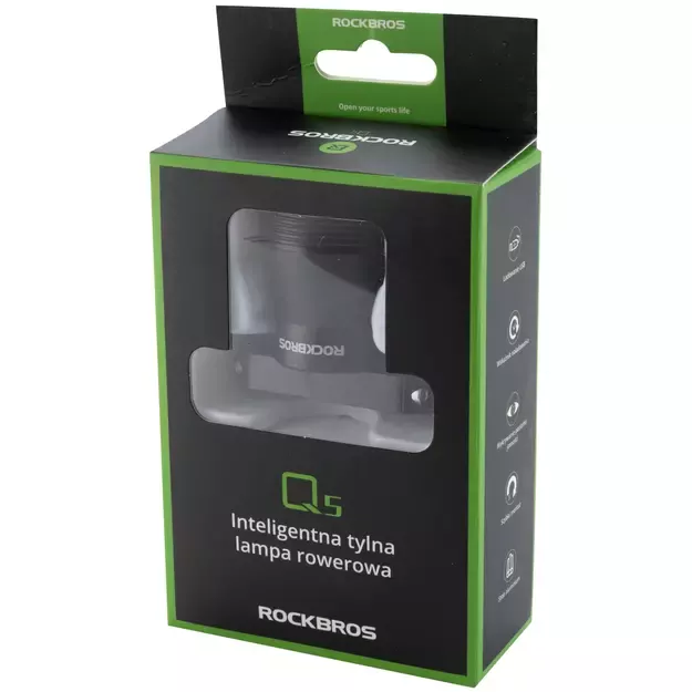 Rockbros Q5 Rear Bike Light with Intelligent Stop System - Black 4