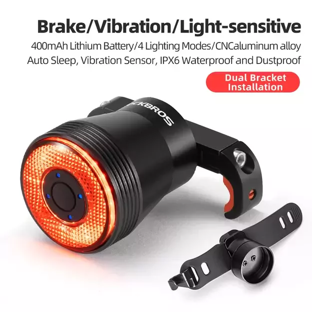 Rockbros Q5 Rear Bike Light with Intelligent Stop System - Black 24