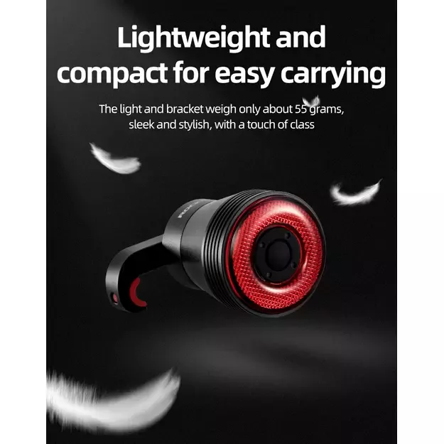Rockbros Q5 Rear Bike Light with Intelligent Stop System - Black 16