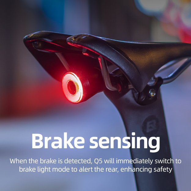 Rockbros Q5 Rear Bike Light with Intelligent Stop System - Black 39