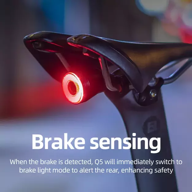 Rockbros Q5 Rear Bike Light with Intelligent Stop System - Black 23