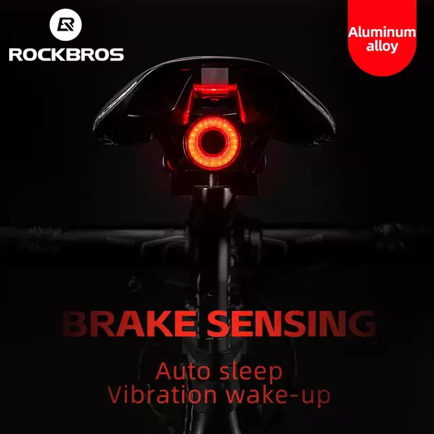 Rockbros Q5 Rear Bike Light with Intelligent Stop System - Black 26