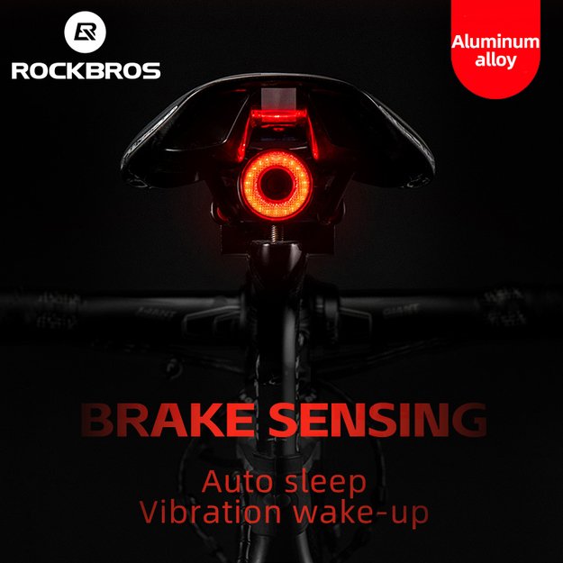 Rockbros Q5 Rear Bike Light with Intelligent Stop System - Black 42