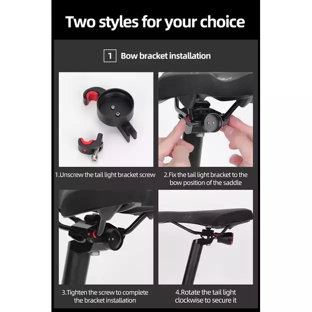 Rockbros Q5 Rear Bike Light with Intelligent Stop System - Black 18