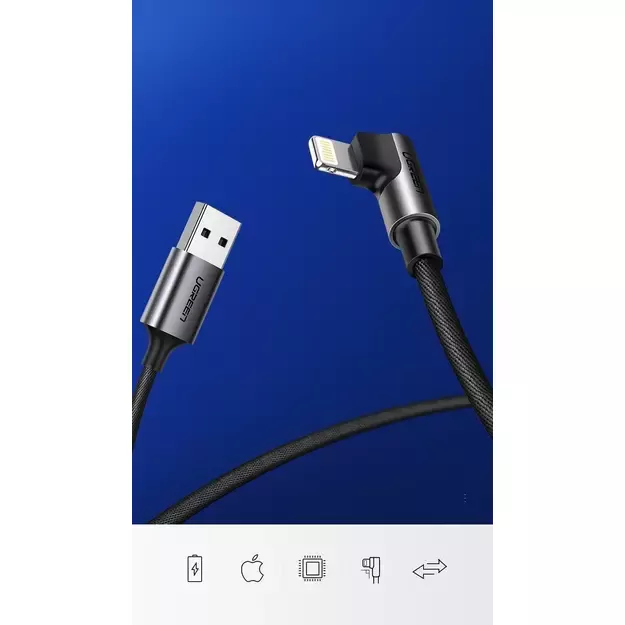 Ugreen US299 60521 angled Lightning / USB-A MFi cable 2.4A 1m - black 1