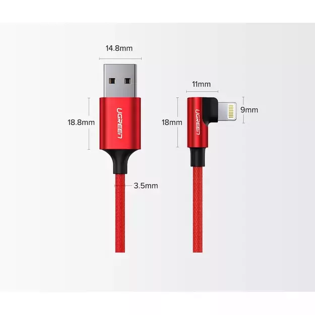 Ugreen US299 60521 angled Lightning / USB-A MFi cable 2.4A 1m - black 9
