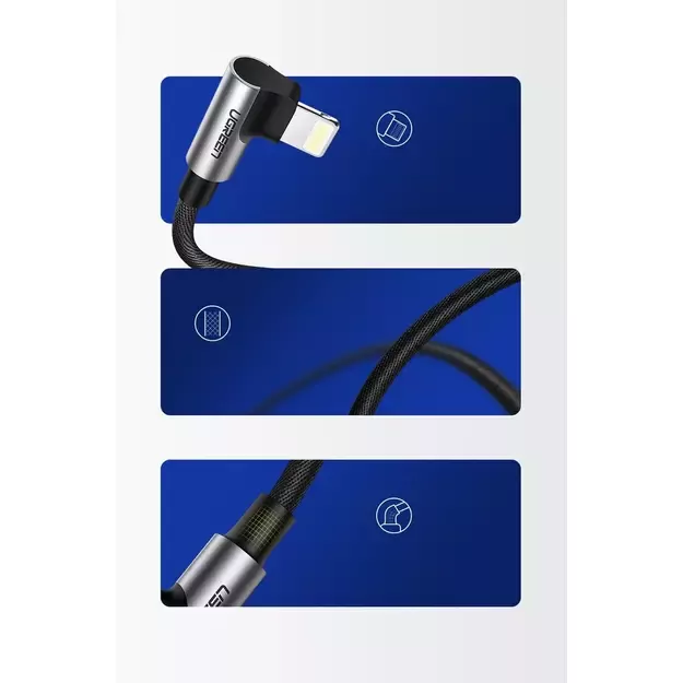 Ugreen US299 60521 angled Lightning / USB-A MFi cable 2.4A 1m - black 6