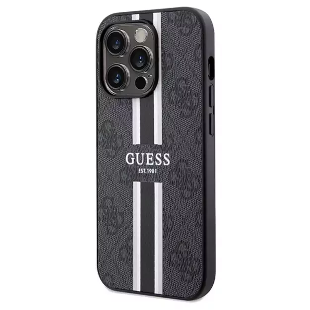 Guess 4G Printed Stripes MagSafe case for iPhone 15 Pro Max - black 1