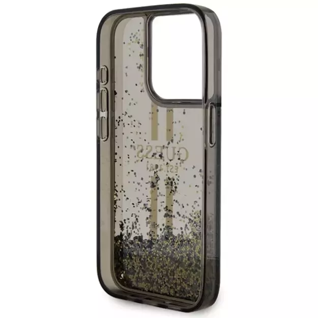 Guess Liquid Glitter Gold Stripes case for iPhone 15 Pro - black 13