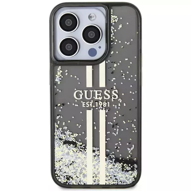 Guess Liquid Glitter Gold Stripes case for iPhone 15 Pro - black 9