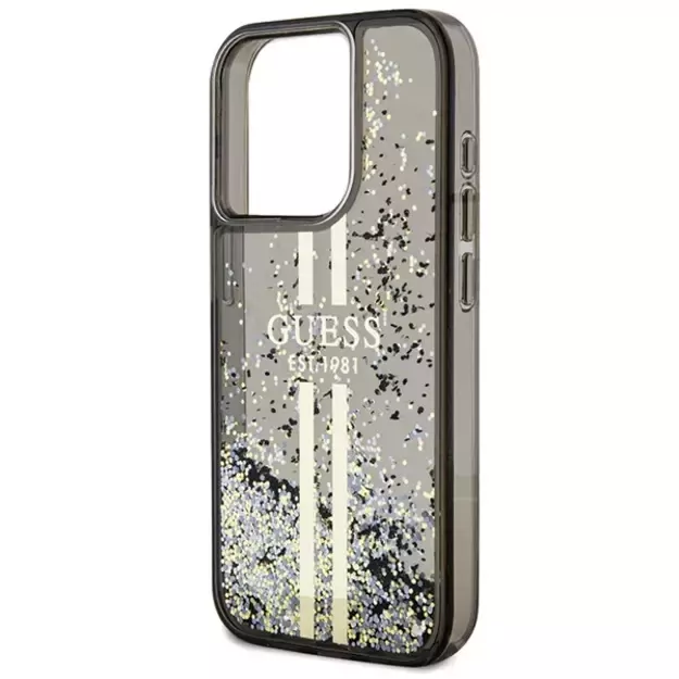 Guess Liquid Glitter Gold Stripes case for iPhone 15 Pro - black 12