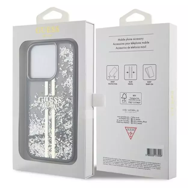 Guess Liquid Glitter Gold Stripes case for iPhone 15 Pro - black 14