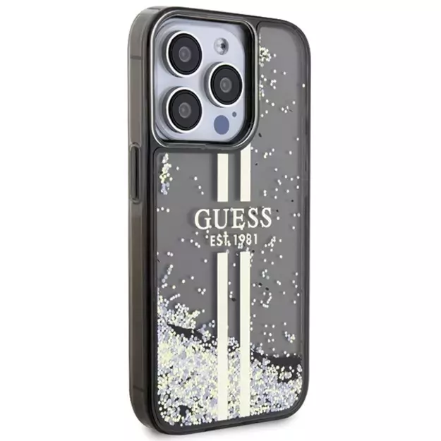 Guess Liquid Glitter Gold Stripes case for iPhone 15 Pro - black 10