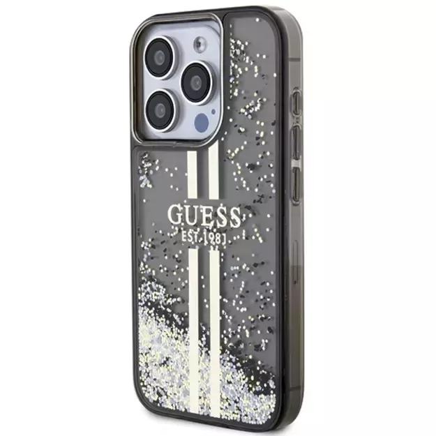 Guess Liquid Glitter Gold Stripes case for iPhone 15 Pro - black 8