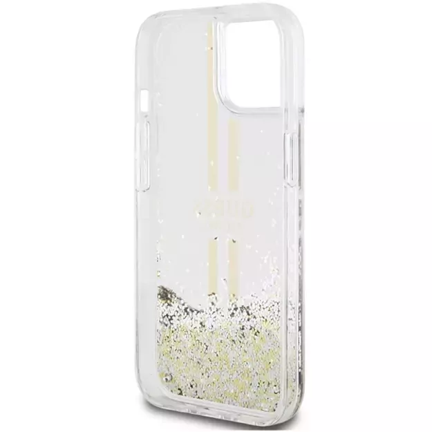 Guess Liquid Glitter Gold Stripes case for iPhone 15 Plus / 14 Plus - transparent 13