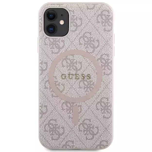 Guess GUHMN61G4GFRP iPhone 11 6.1  / Xr pink/pink hardcase 4G Collection Leather Metal Logo MagSafe 10