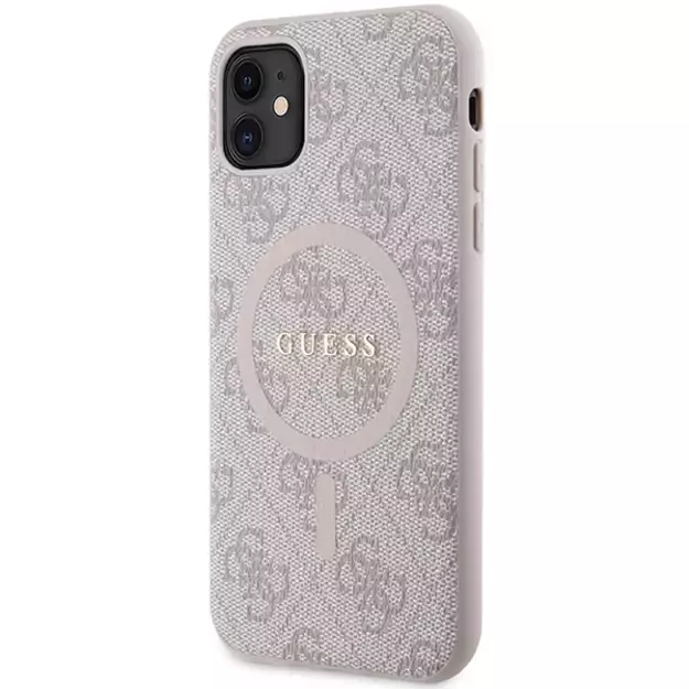 Guess GUHMN61G4GFRP iPhone 11 6.1  / Xr pink/pink hardcase 4G Collection Leather Metal Logo MagSafe 9